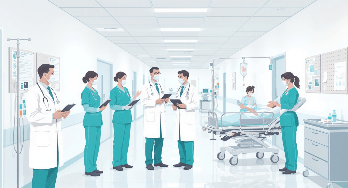 Healthcare team following procedures
